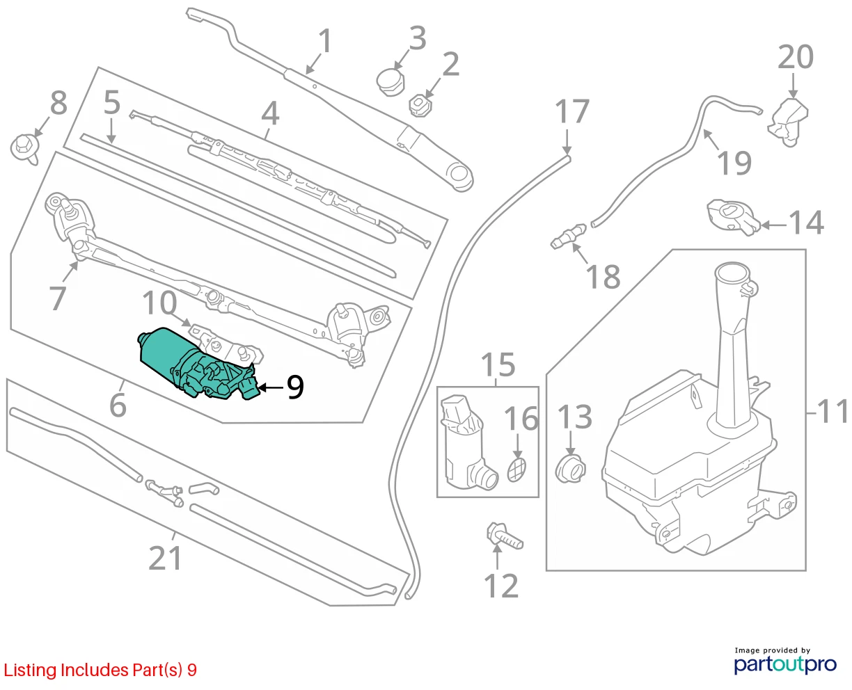2010-2013 KIA FORTE SEDAN FRONT WINDSHIELD WIPER MOTOR ASSY 98110-1M000 OEM
