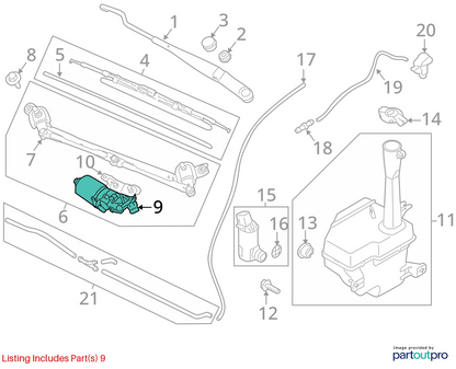 2010-2013 KIA FORTE SEDAN FRONT WINDSHIELD WIPER MOTOR ASSY 98110-1M000 OEM