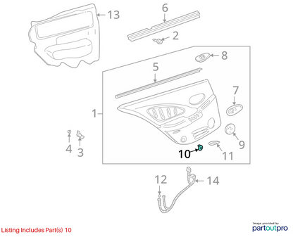 1999-2005 PONTIAC GRAND AM REAR LEFT DOOR RED REFLECTOR LENS PANEL OEM 22612756